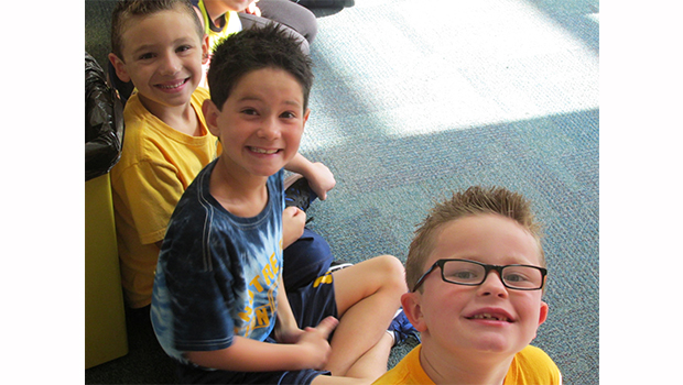 1st grade students Dominic LoCoco, Charlie Capretta, and Toran Savransky getting acquainted with their classmates.